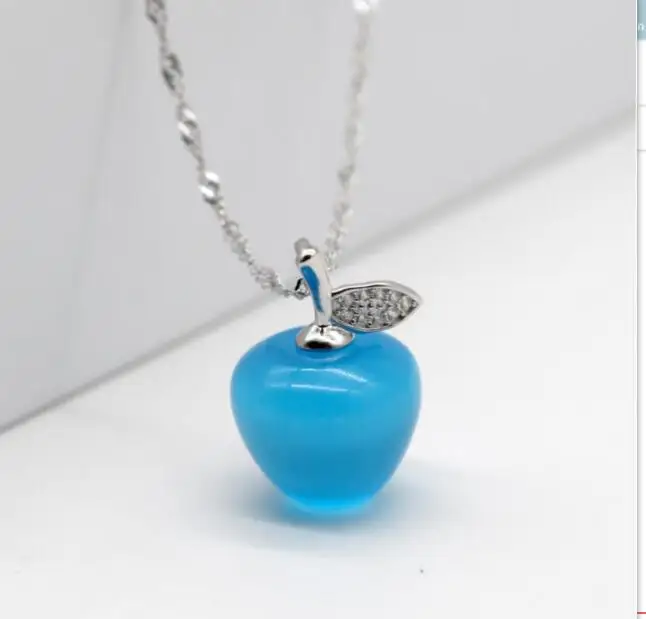 Подвеска в виде яблока из стерлингового серебра подвеска натурального камня