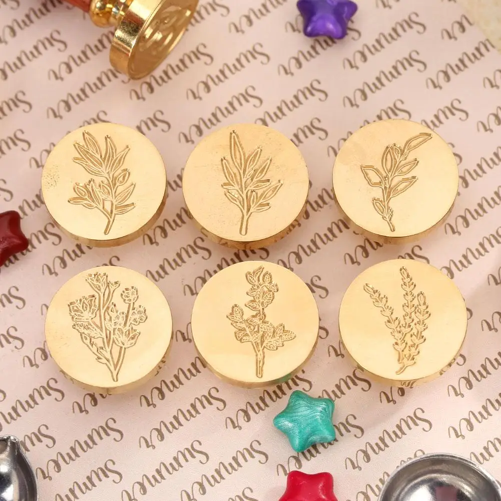 Retro European Flower Fire Paint Seal Wax Stamp Head Wooden Handle Set For Wedding Invitation Signature Kids Toy | Дом и сад