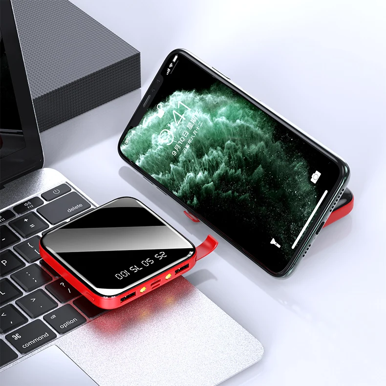 Мини Внешний аккумулятор 20000 мАч 2 USB Type C внешний портативное зарядное устройство
