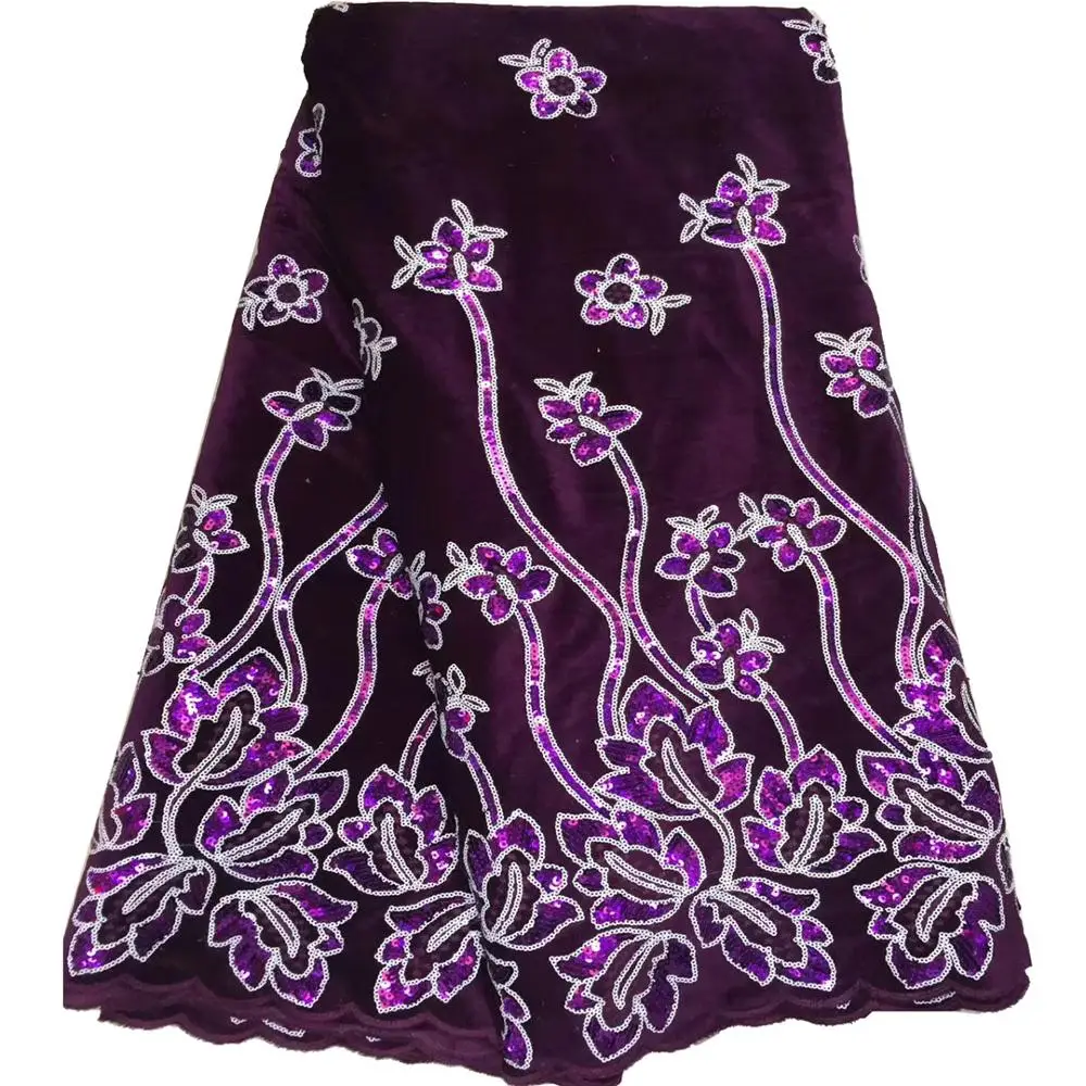 

(5yards/pc) Orange color African velvet lace fabric with excellent sequins embroidery soft and smooth for party dress FZZ918