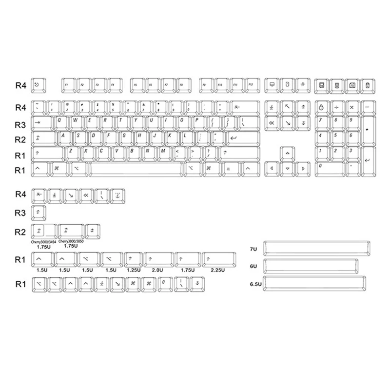 Keypro минималистичные белые колпачки для клавиш с 140 клавишами краской в виде Черри