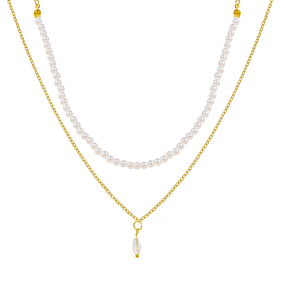 

ZOVOLI New Arrival 2021 Fashion Gold Thin Chain Pearl Necklace Small Natural Stone Temperament Clavicle Chain Pendant Necklaces