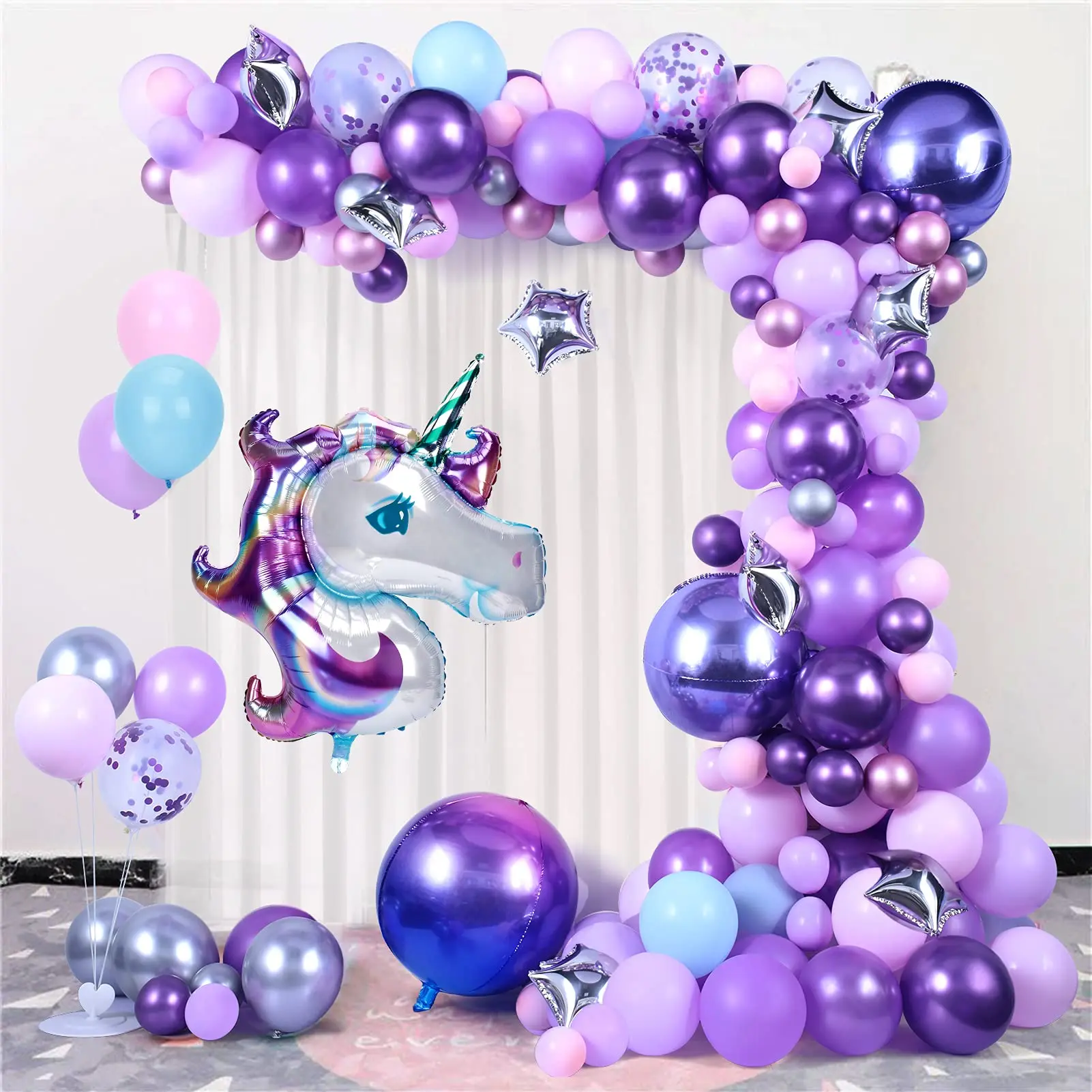 

158Pcs/Set Unicorn Balloon Arch Purple Balloons Garland Kit Happy Birthday Party Decor Wedding Decoration Baby Shower Supplies
