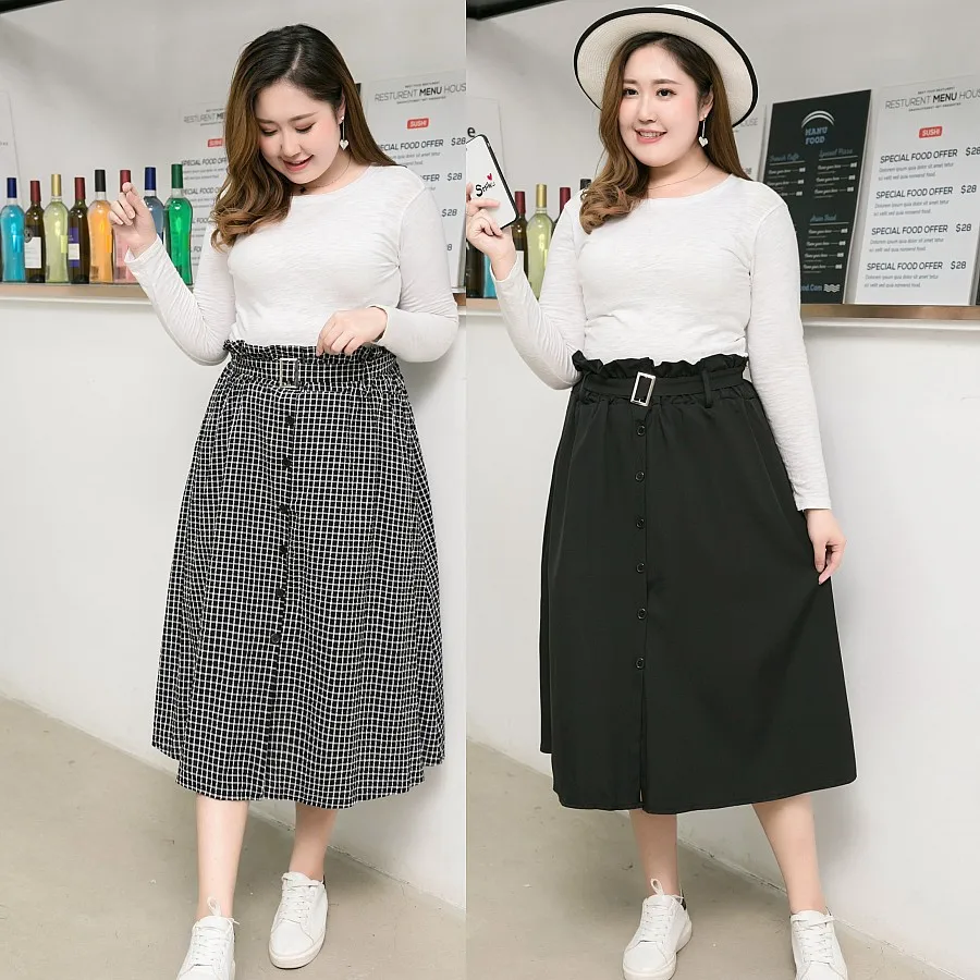 Повседневная Весенняя женская одежда большого размера модные юбки на пуговицах