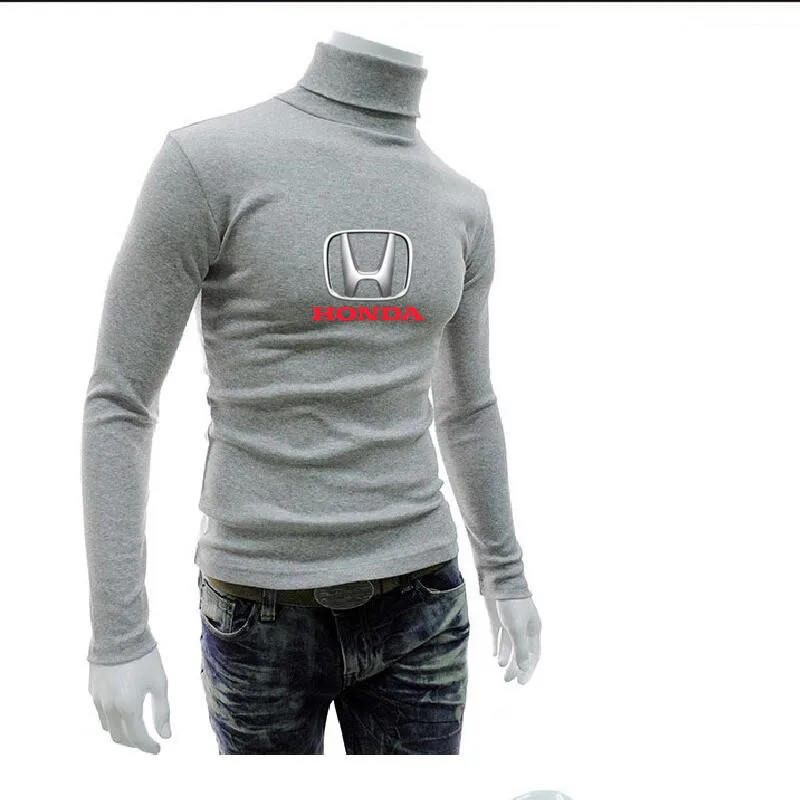 

2021 Men's tide brand HONDA CAR logo autumn and winter new half high neck pullover fashion slim printed bottoming shirt top