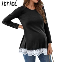 maternity spring tops women pregnancy long sleeve lace hem t shirts vogue tees for pregnant elegant ladies top women clothings