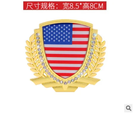 

3D Auto Metal Golden America Flag Grain Car Emblem Badges Decals Stickers Automobile Accessories