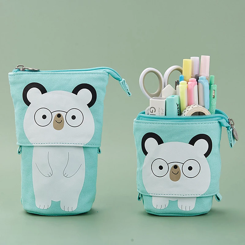 

Pen Pencil Bag Case Sheep Canvas Fold Standing Holder Stationery Organizer Kids Gift Beautiful Pencil Case