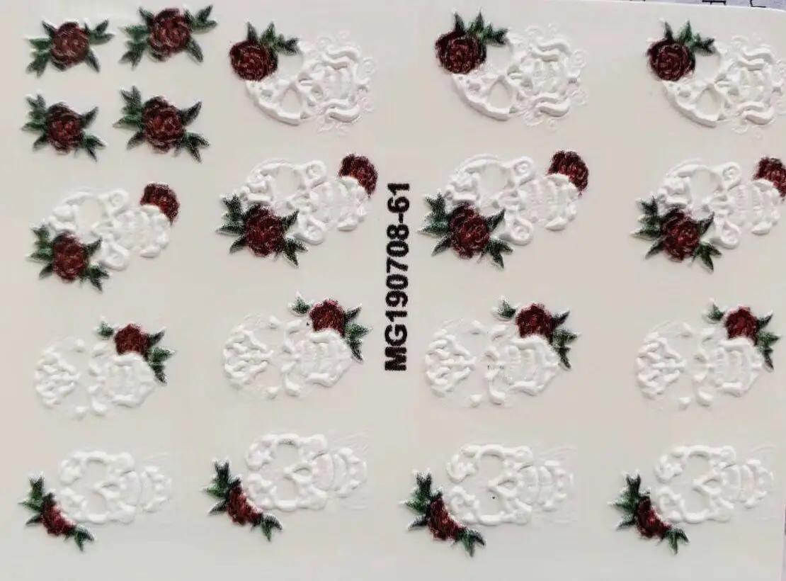 3D новые акриловые Выгравированные наклейки для ногтей черная линия белый