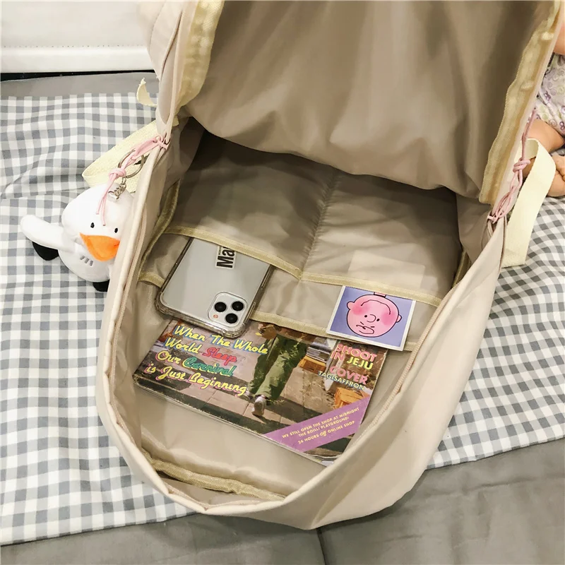 

DCIMOR New Multiple Pockets Waterproof Nylon Women Backpack Female Solid Color Travel Bag Convenient Schoolbag for Girls Mochila