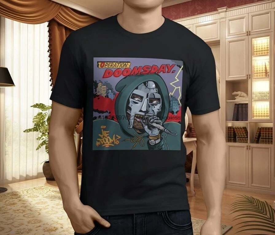 Новинка Обложка для альбома Судного дня операций MF DOOM Мужская черная футболка
