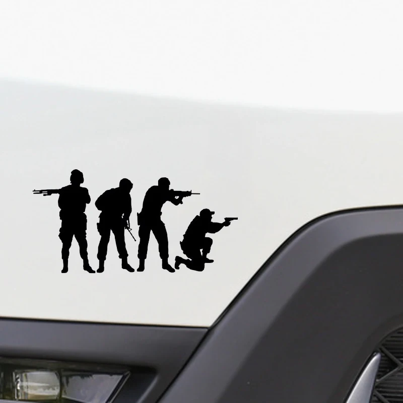 

Cartoon Team Army Shooting Car Stickers Vinyl Car Window Accessories Cover Scratches Reflective PVC 16cm X 8cm