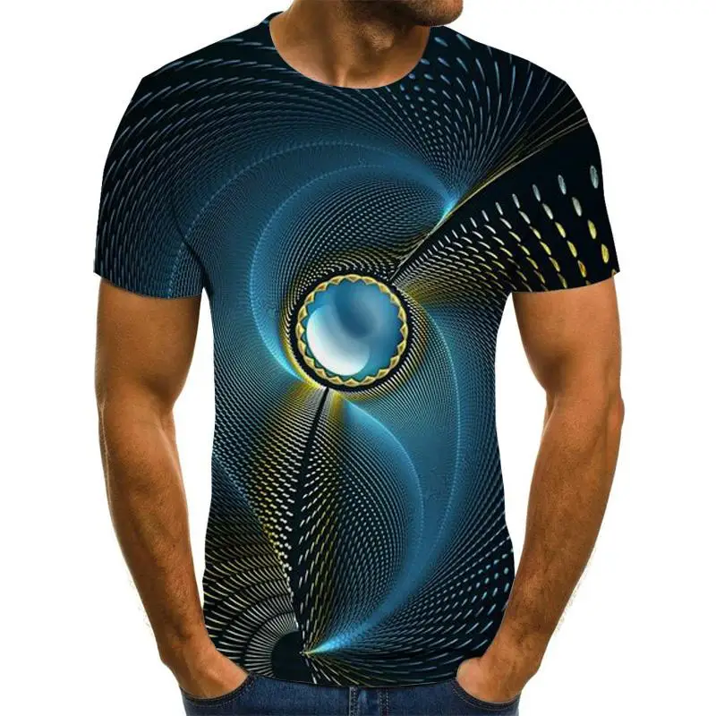

2020 new three-dimensional rotating men's T-shirt summer fashion short-sleeved 3D round neck tops visual three-dimensional shirt