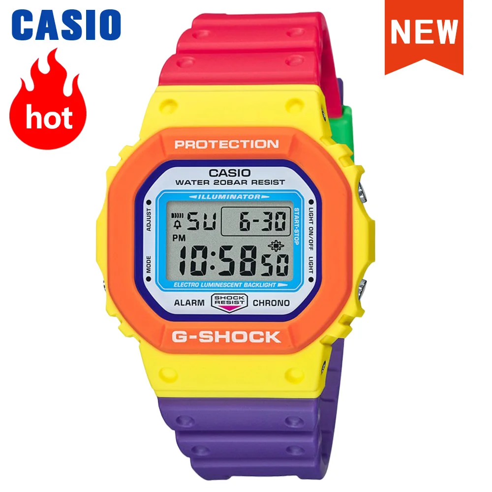 

Casio watch g shock watch men Lego color matching limited rainbow cube Multifunction men watch relogio masculino