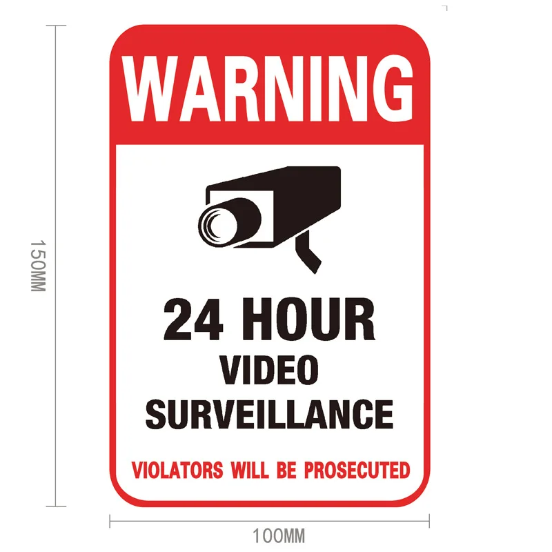 Warning Sign Video Surveillance Self-adhesive Wall Stickers For Home Office