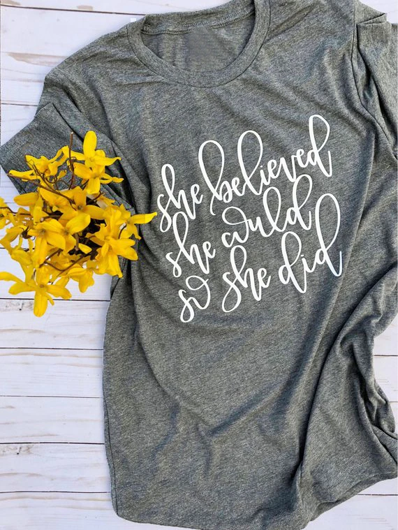 Футболка с надписью She Believe Women's Logo tees tumblr top | Женская одежда