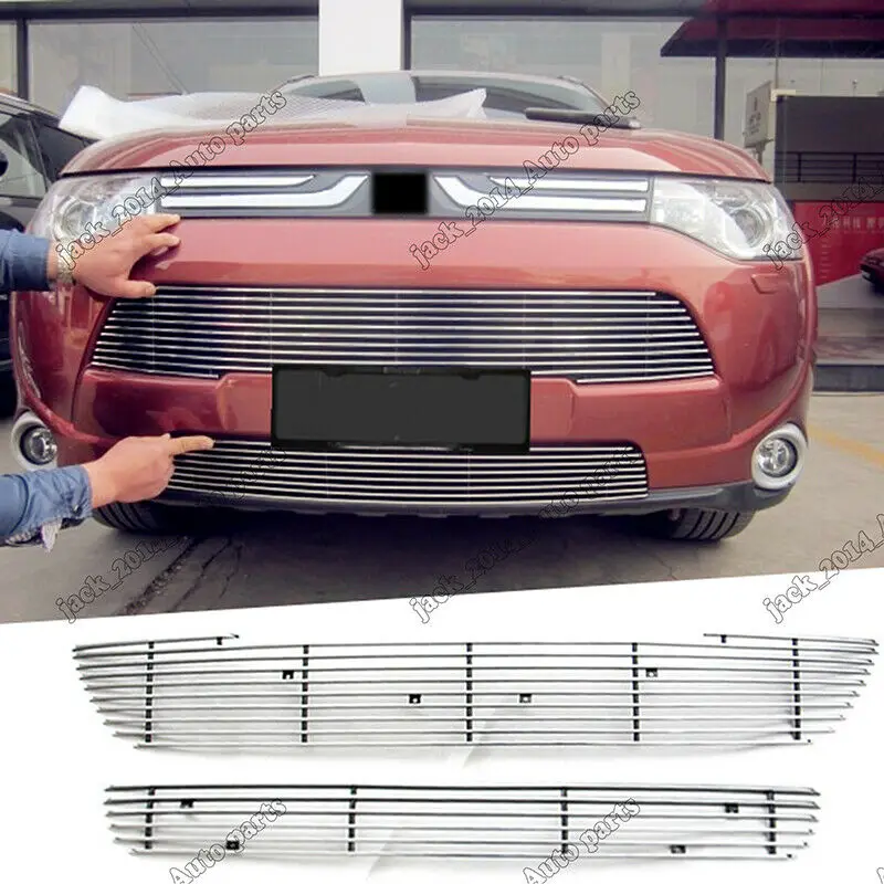 Декоративные планки для переднего бампера Mitsubishi Outlander 2013 2014 2015 2 шт.|Гоночные