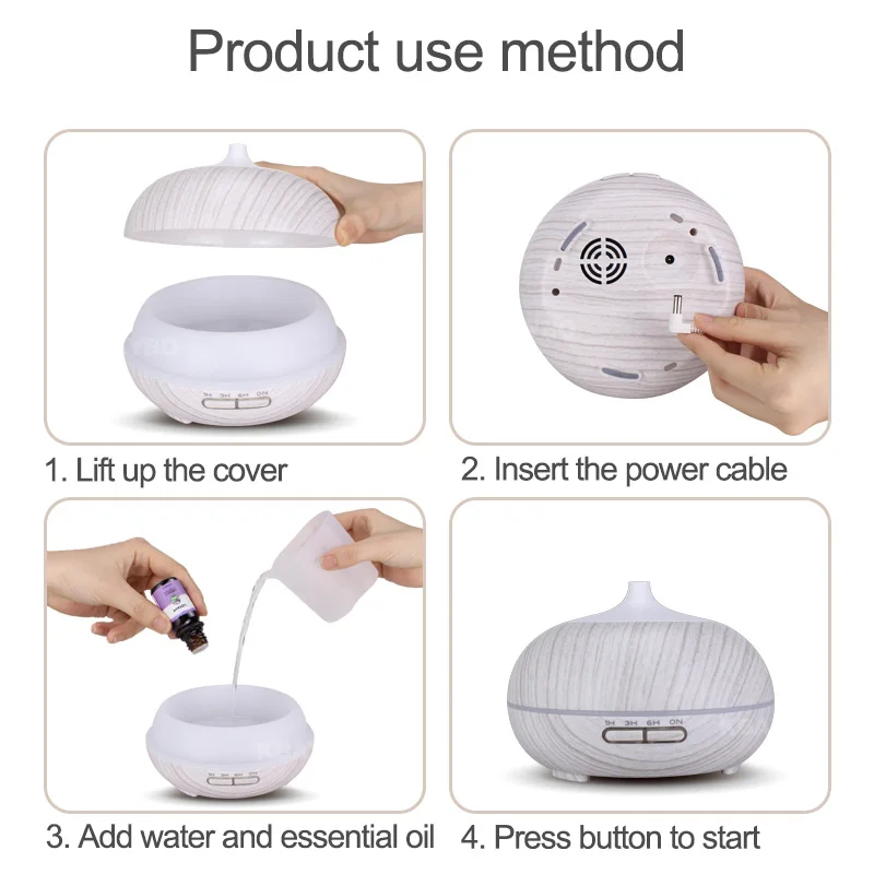 Ультразвуковой увлажнитель воздуха с эфирным маслом 300 мл 7 цветов светодиодный