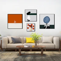 nordic modern orange picture home decor nordic canvas painting wall art posters and print figure lady girl decor for living room