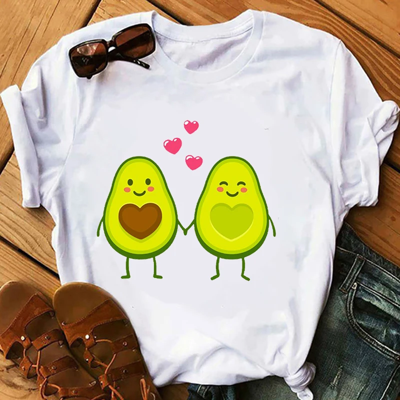 

Kawaii Avocado Funny Cartoon T Shirts Women Harajuku Ullzang 90s T-shirt Graphic Cute Grunge Tshirt Korean Style Top Tees Female