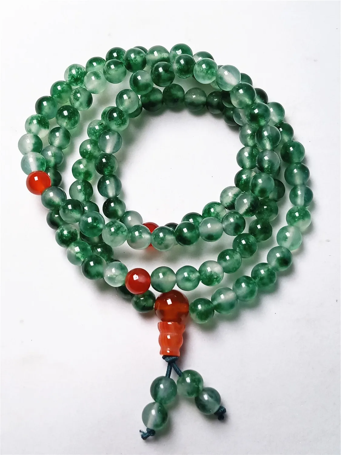 LETSFUN натуральные 6 мм 108 бусины для молитвы цветок зеленый нефрит буддийский Мала