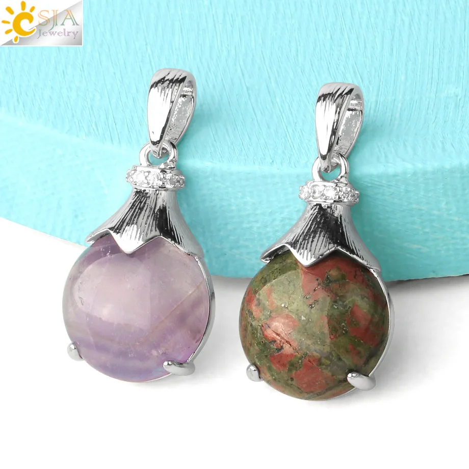 Подвеска-кабошон CSJA из натурального кристалла круглые подвески с маленькой