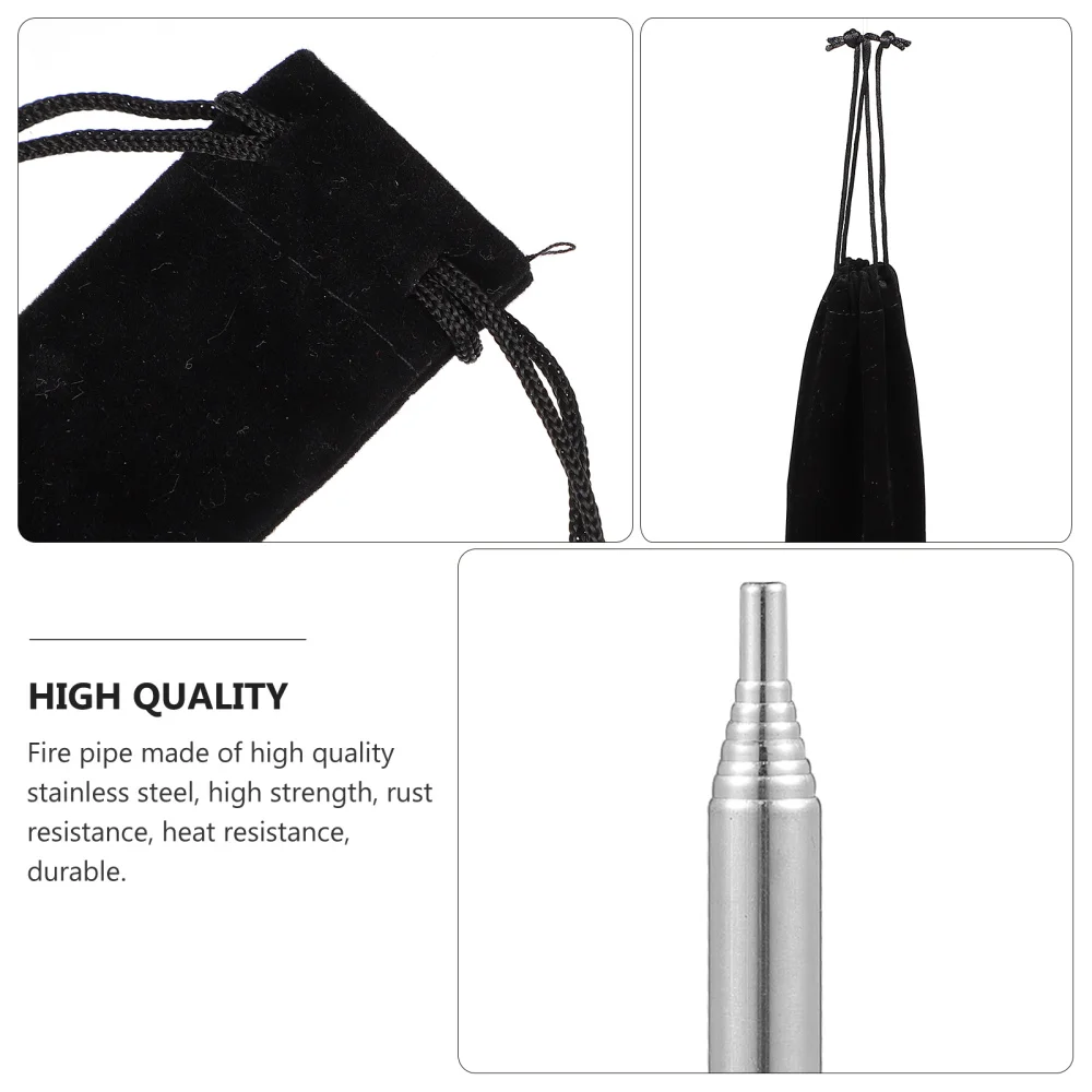 

4pcs/set Stainless Steel Blow Pipe Camping Blow Fire Tube with Cloth Bags