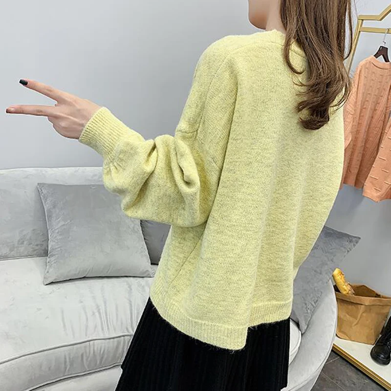 

2020 New Women Bat sleeve cardigan Coat Spring Autumn V-neck sweet student Single-breasted Knitted Sweater Jacket cc1174
