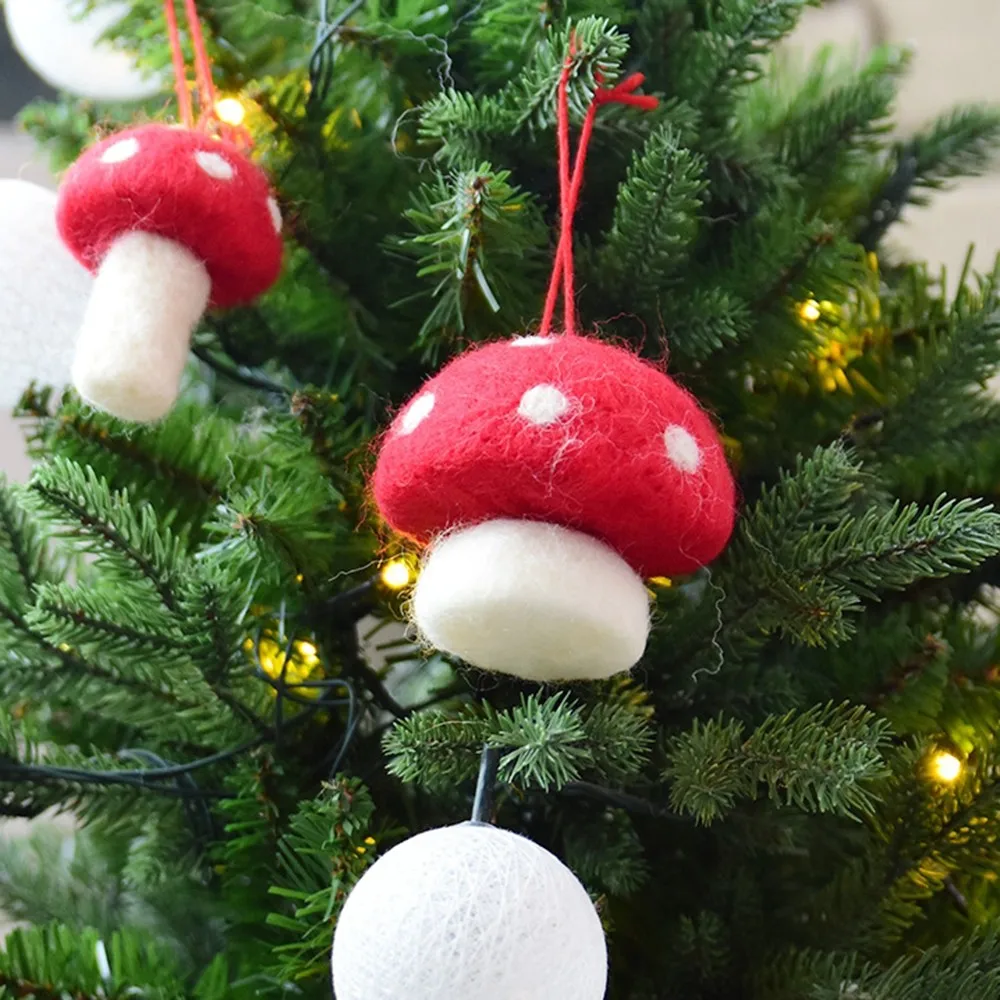 В форме гриба, шерсть, войлок, тычок, капля, украшения, Merry Christmas, сумка, шляпа, украшение, кулон, сделай сам, аксессуары для рождественской елки