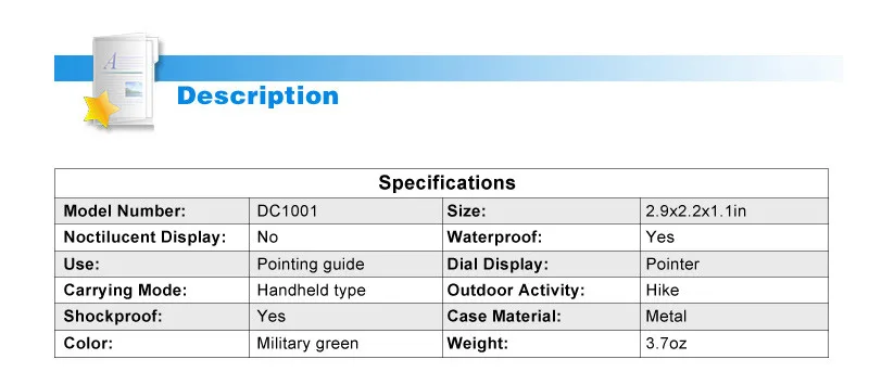 Eyeskey DC1001 Portable Camping Compass Folding Lens Compass Metal Military Marching Lensatic Army Green