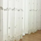 Прозрачная занавеска из органзы с белым жемчугом и вышивкой цветов для гостиной, нежные волнистые занавески для эркера из органзы, драпировки M189C