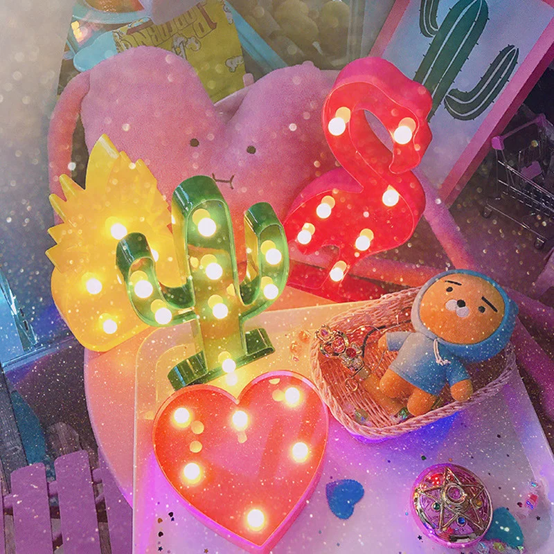 

Creative 3D Night Light Home Ornaments Flamingo Unicorn Cactus Star LED Lamp Kids Bedroom Decor Table Lamp Birthday Party Gift
