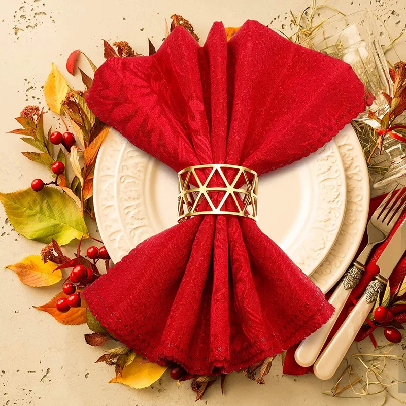

10PCS Hollow Out Napkin Rings Holders Serviette Buckle Napkin Holder Adornment for Wedding Party Dinner Table