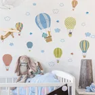 Милые наклейки на стену с животными и воздушными шарами для детской комнаты, украшение для детской комнаты, роспись, искусство сделай сам, домашние наклейки из ПВХ в стиле сафари