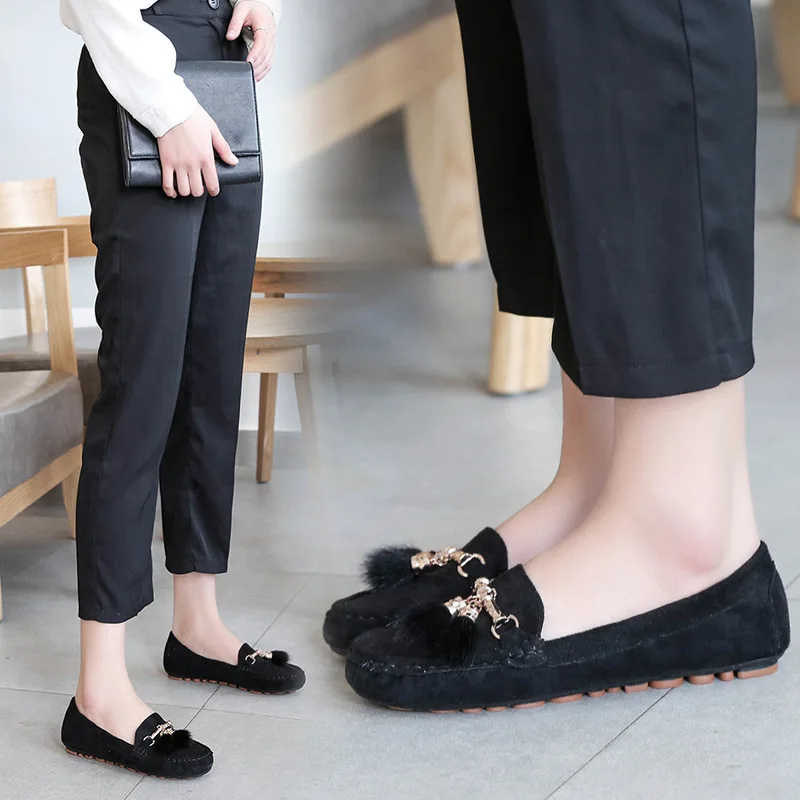 Cuculus зима для женщин Лоферы теплые мягкие Женские туфли лодочки На зимнем меху с