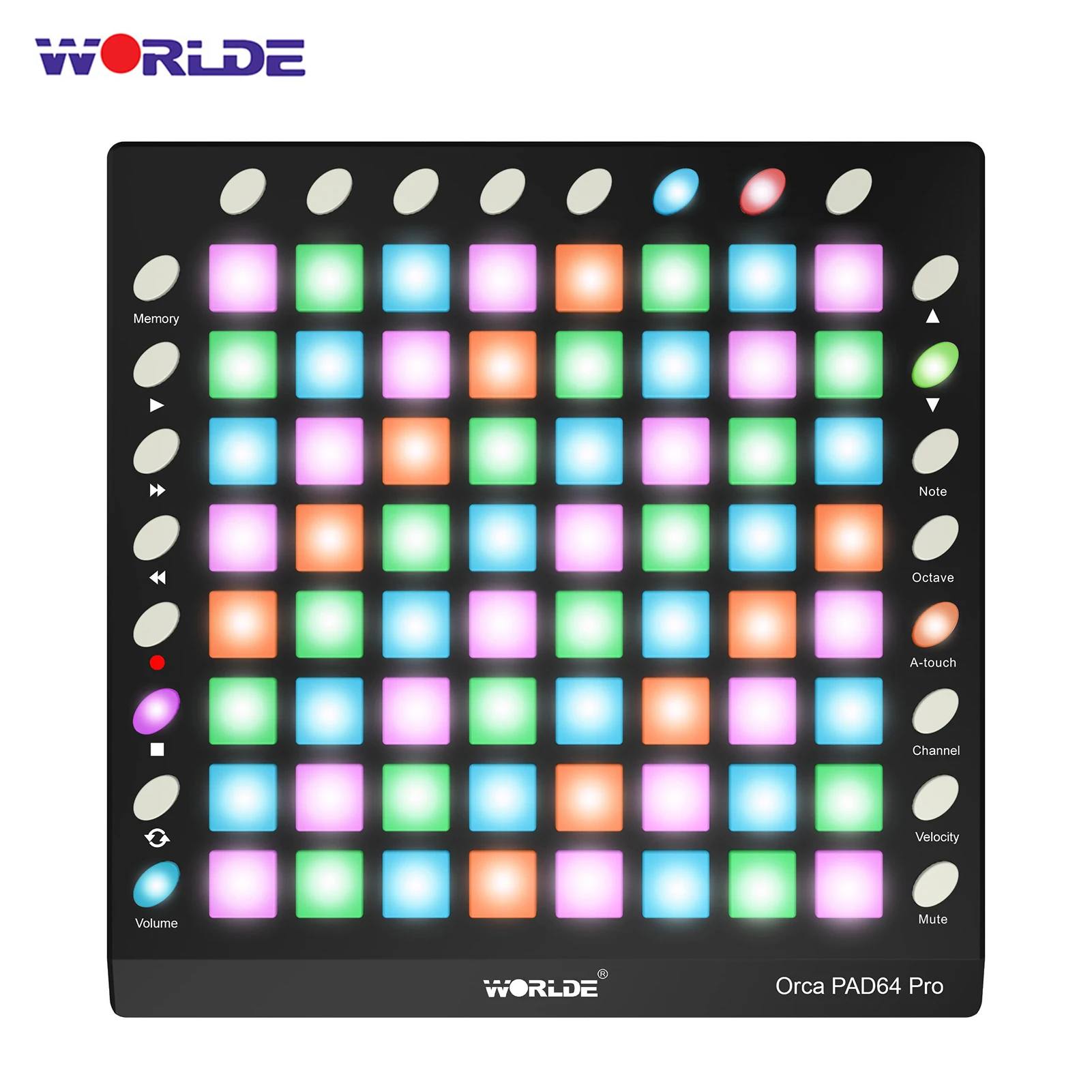 Портативный USB MIDI контроллер WORLDE PAD48 колодки с подсветкой 48 RGB 8 ручек 16 кнопок