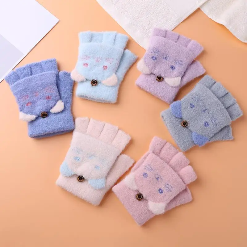 2pcs Cute Winter Warm Gloves Newborn Baby Thicken Stretch Magic Mittens Fingerless Infants Boys Girls Outdoor Ski | Детская одежда и