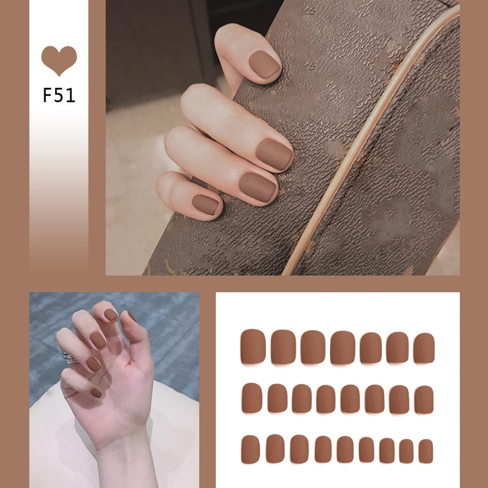 

24pcs Matte Wear Short Paragraph Fashion Manicure Patch False Nails Save Time Wearable Nail Patch uñas postizas