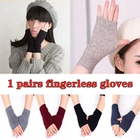 cashmere long gloves winter women men fingerless gloves guantes knitting hand wrist arm warmers womens mittens handschoenen