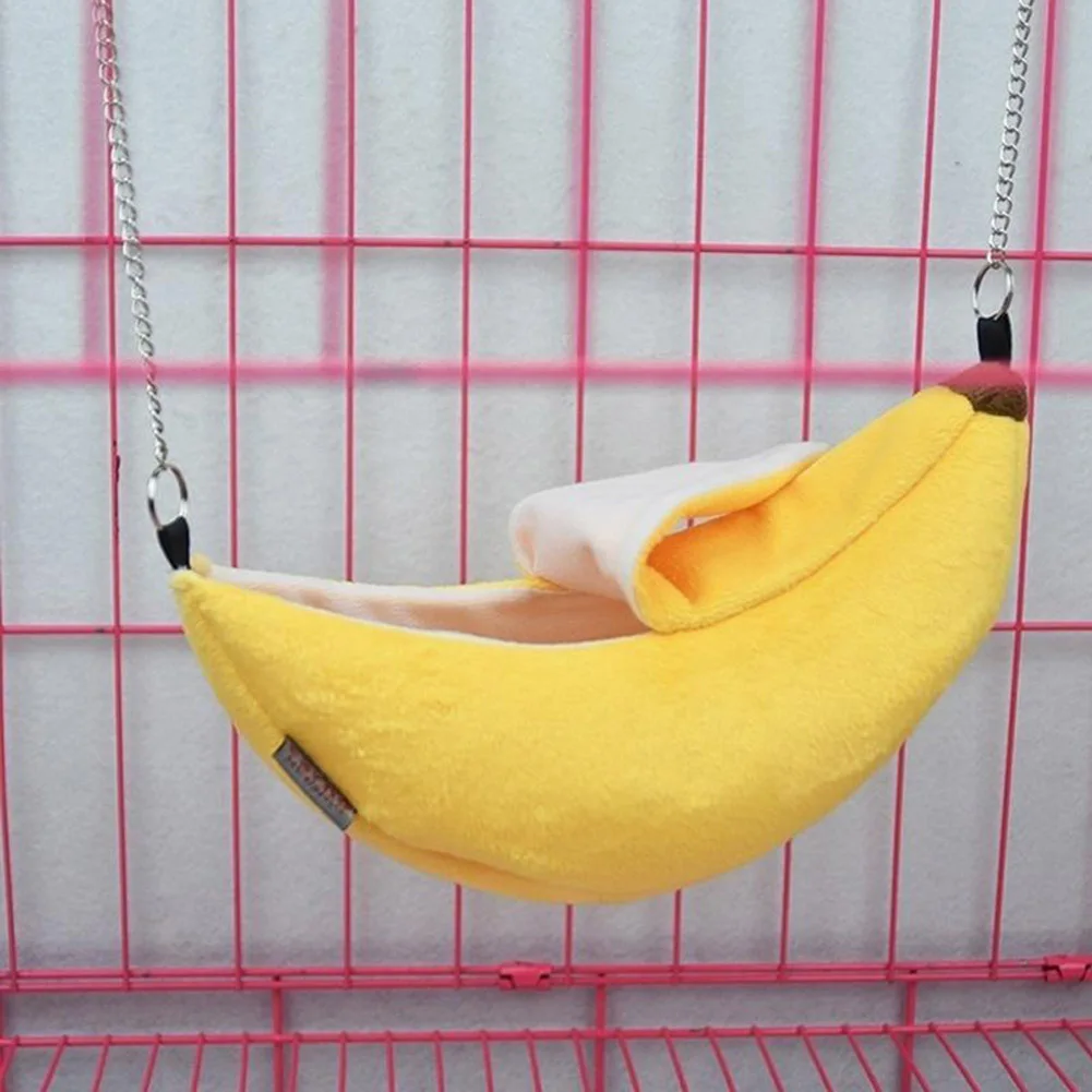 

Small Animal Bird Bed House Hamster Cotton Nest Banana Shape House Hammock Bunk Toys Cage for Sugar Glider Hamster Pet Supplies