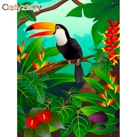 gatyztory oil painting by numbers cartoon woodpecker paint by numbers on canvas animals home decor