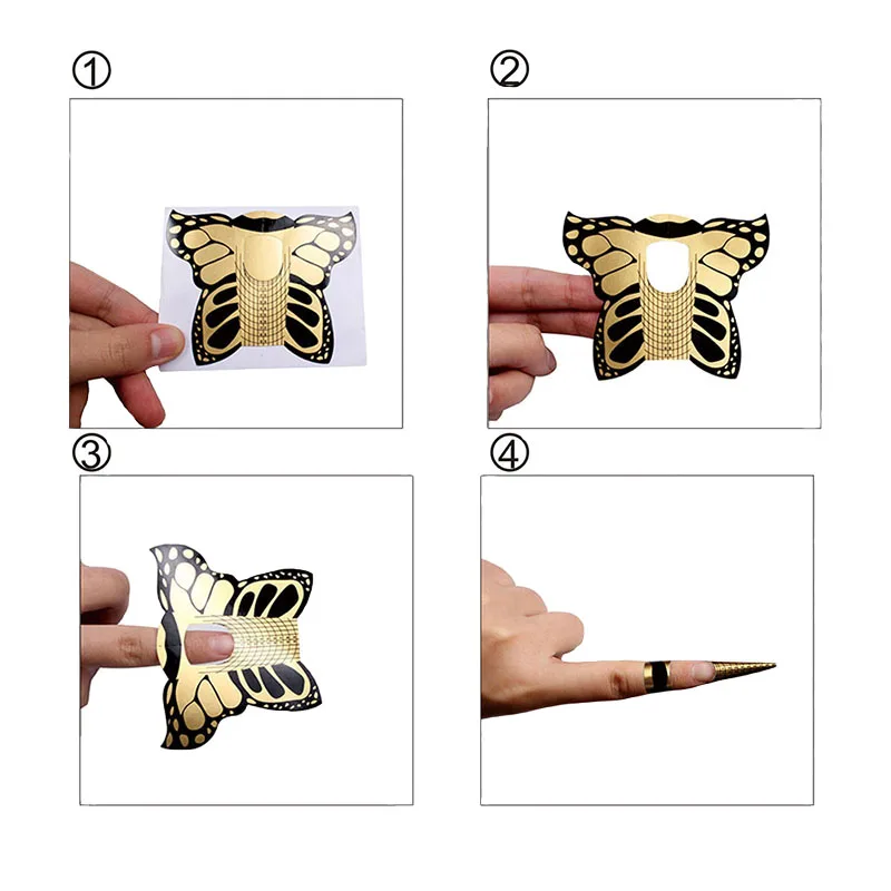 Finger Angel 100/500 шт. форма для ногтей золотистого цвета в форме бабочки наконечники