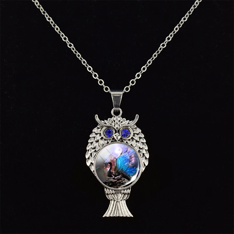 Сова искусственный дизайн синие кристаллы глаза в стиле бохо Длинные