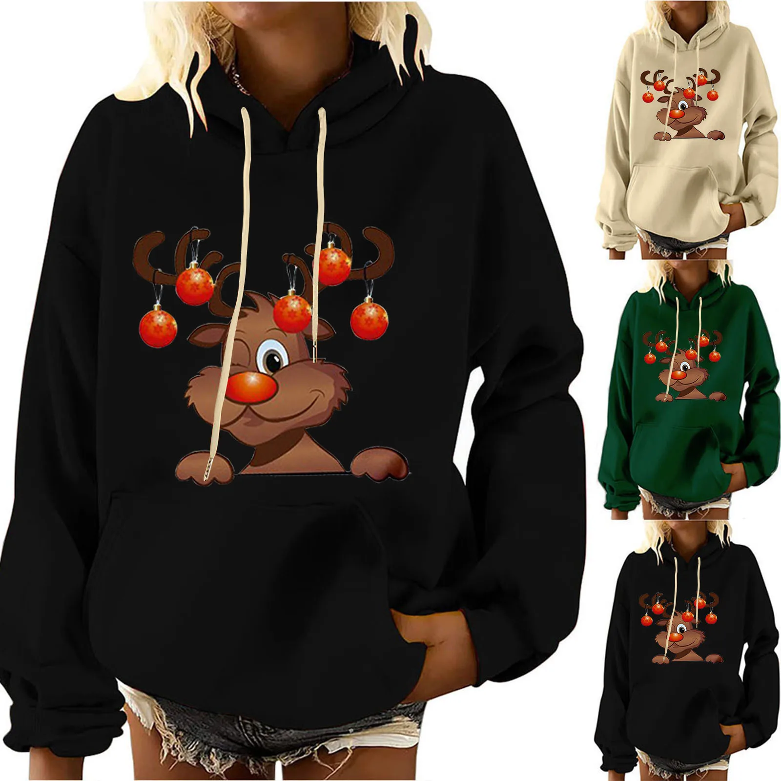 

2021 осень и зима модный Досуг в европейском и американском стиле Новый плюшевый Рождественский свитер с принтом свободный чехол с карманами ...