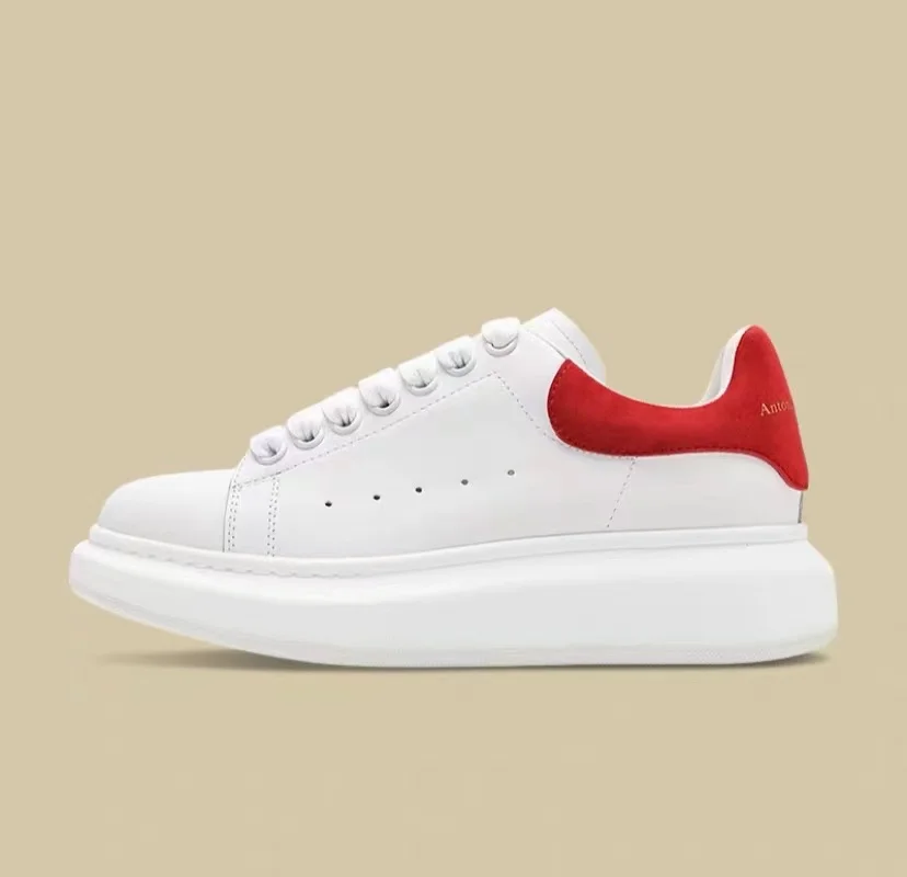 

small white shoes men's leather thick soles increase men's shoes 2021 spring new couples casual board shoes tide