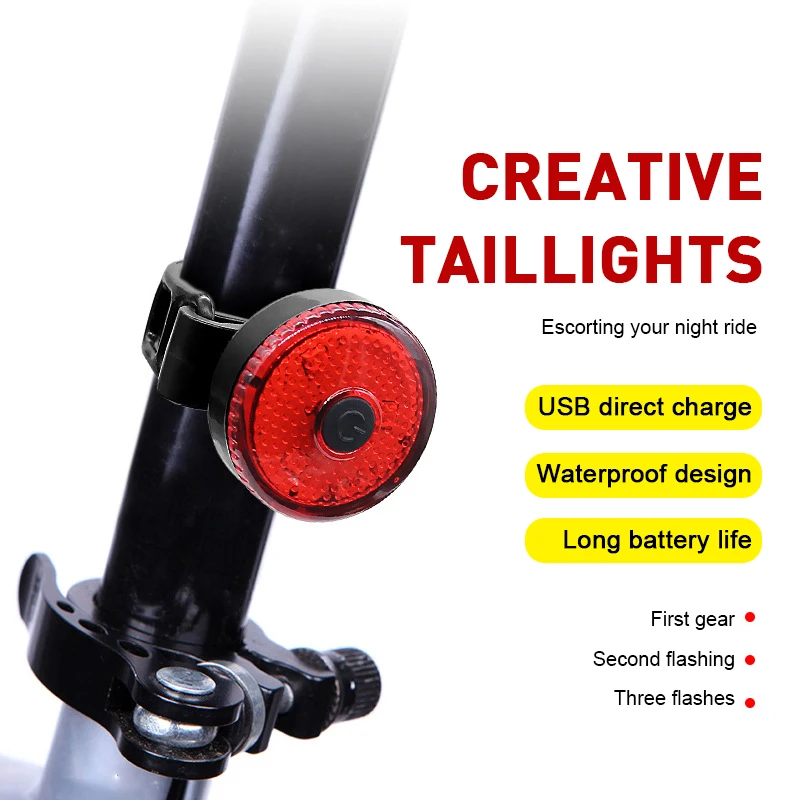 

New LED Bicycle Tail Light USB Chargeable Mini Bike Rear Lights Waterproof Safety Warning Lamps Outdoor Cycling Helmet Lights