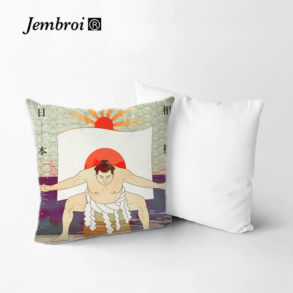 Односторонняя печать чехол для подушки из полиэстера Япония лошадь птица цветок