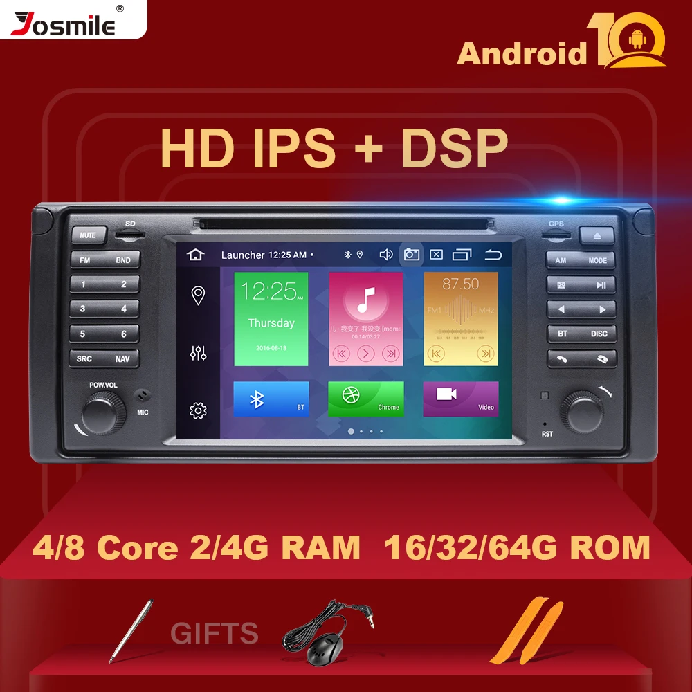 Автомобильный DVD плеер 4 Гб 64 IPS DSP 1 Din Android 10 для BMW X5 E53 E39 GPS стерео аудио навигация