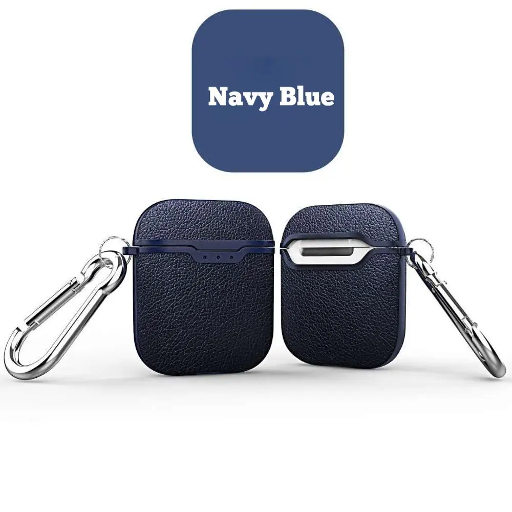 Navy blue McGeSin Наушники кожаный чехол для Apple Airpods беспроводные наушники защитный чехол для Airpod аксессуары i12 i10 TWS наушники - Цвет: Navy blue