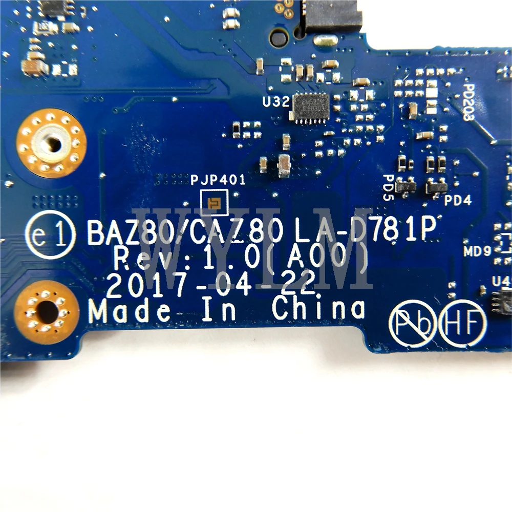 for dell xps 13 9365 laptop motherboard cn 00krrj 0krrj 0dc6h2 dc6h2 la d781p with i5 7y54 cpu 8gb ram mainboard 100 working free global shipping